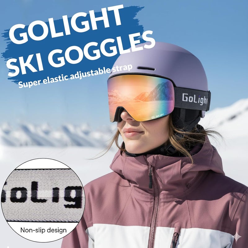 Golight XL Frameless Ski Goggles – OTG Snowboard Goggles with Anti-Fog Lens, UV400 REVO Mirror Protection for Men & Women - Image 2